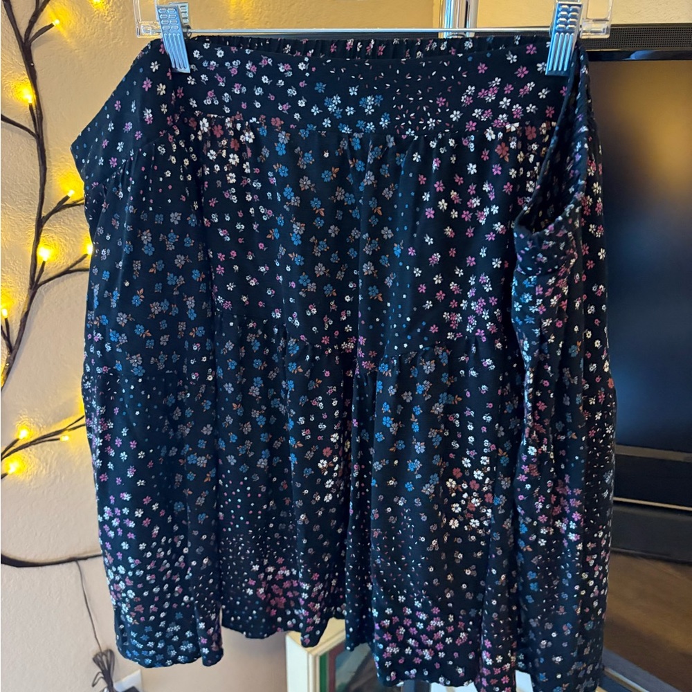 Torrid Black Skirt with Multicolor Floral Pattern